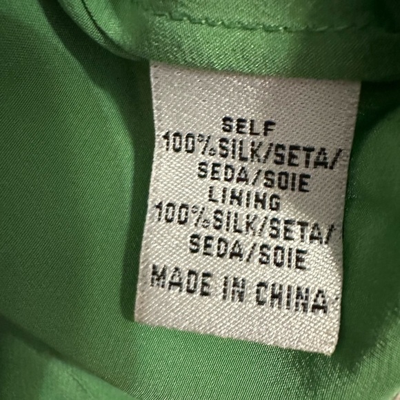 Tibi New York 100% Silk Green and White Floral Button Back Top Size 10 - Picture 6 of 6